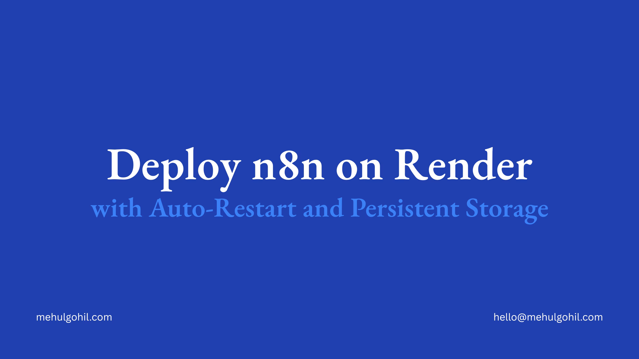 Deploying n8n on Render (With Auto-Restart and Persistent Storage) Deploy n8n on Render